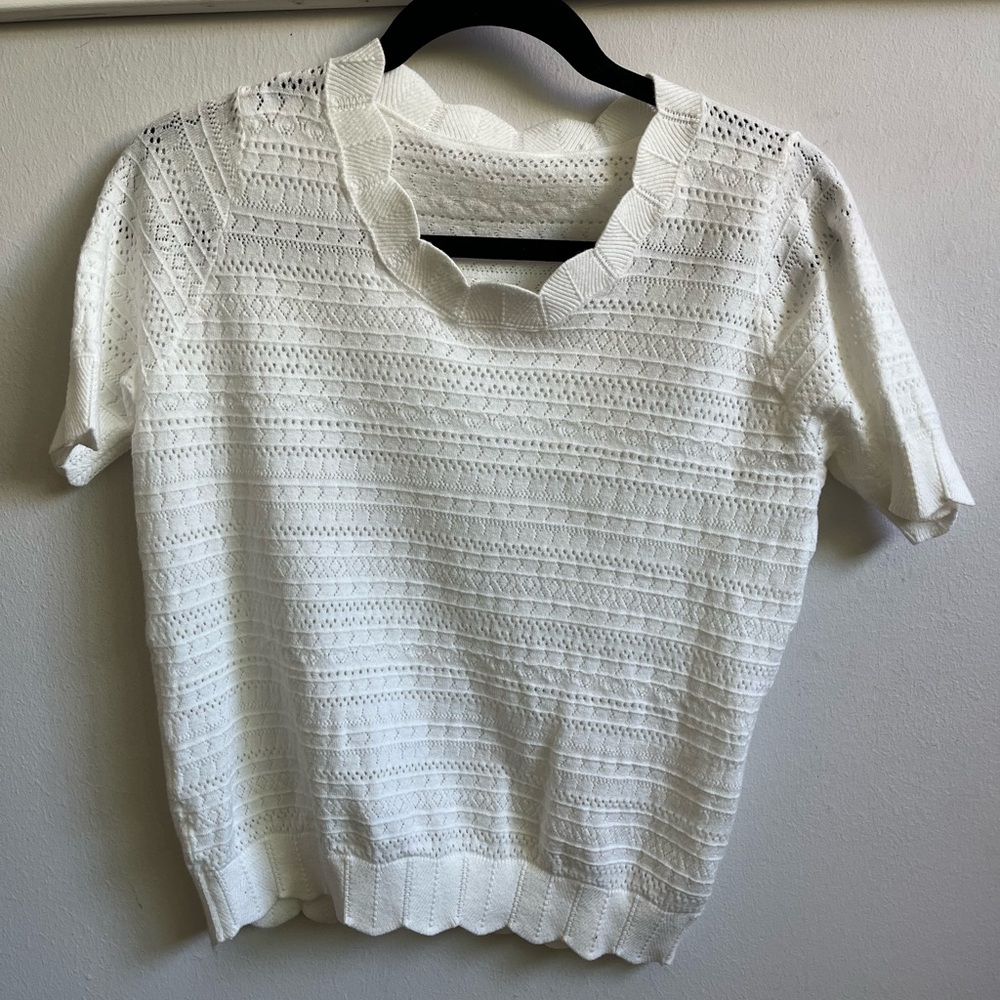 White Knit Women's Top